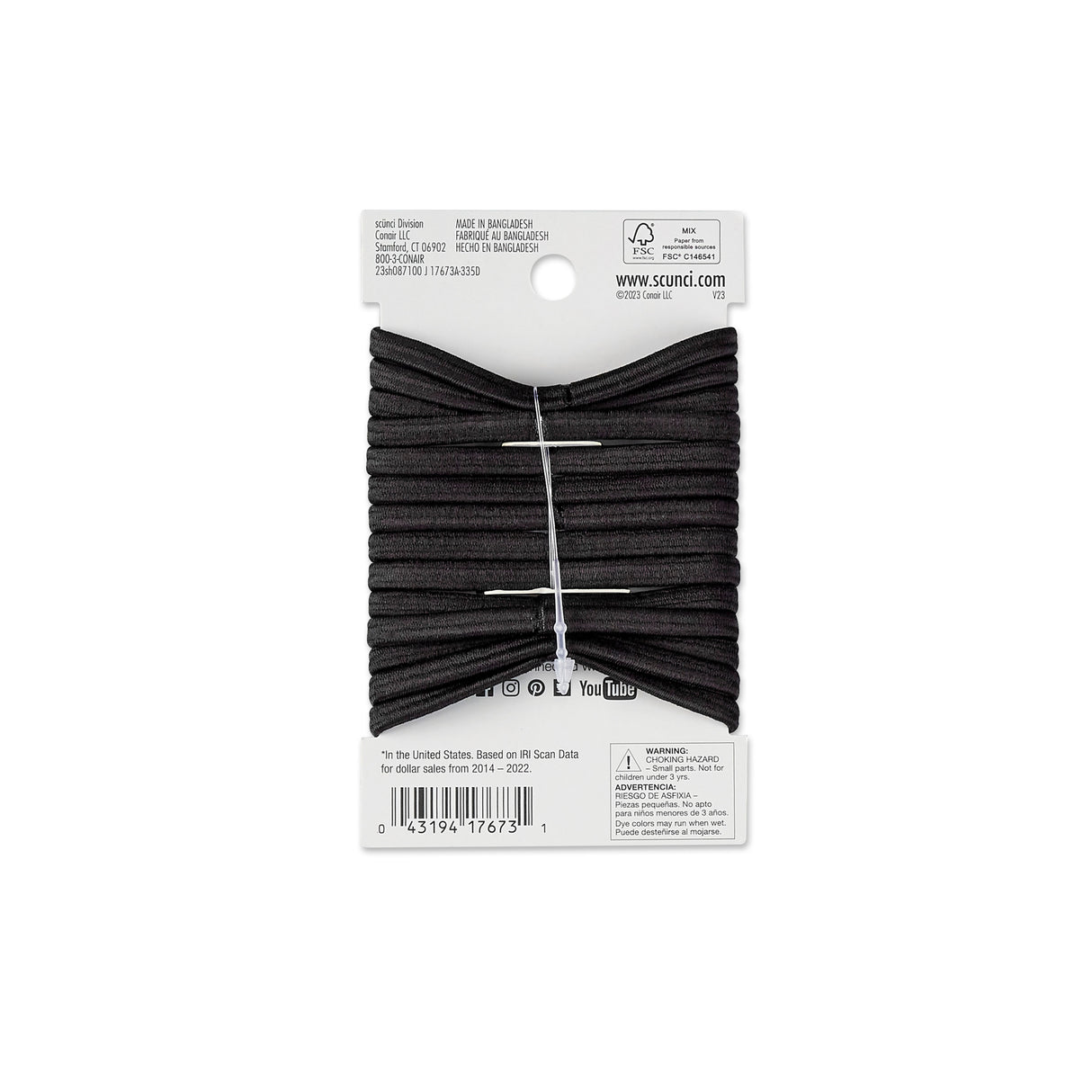 Scünci No Damage Elastics Medium, Black, 14 CT