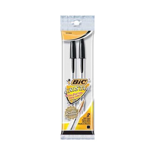 PENS BIC BLACK MED 2 PACK