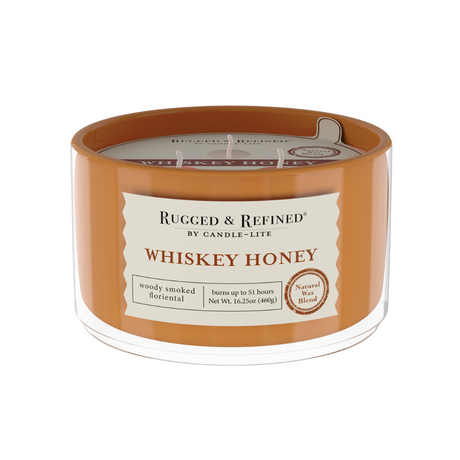 CANDLE-LITE Rugged and Refined Collection 3 Wick Jar Candle - Whiskey Honey-076001521936-LR-358579-1-LR eShop
