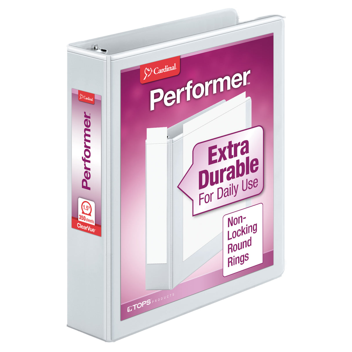 Cardinal Performer Binder with ClearVue Cover - White, 1.5"-083086673245-LR-350122-1-LR eShop