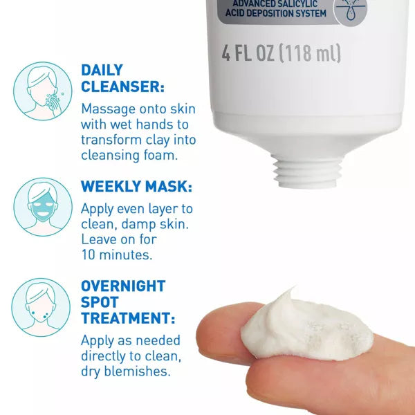 CeraVe Acne Clay-to-Foam Facial Cleanser, 4 oz-3606000636149-LR-359659-7-LR eShop