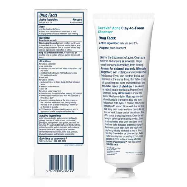 CeraVe Acne Clay-to-Foam Facial Cleanser, 4 oz-3606000636149-LR-359659-8-LR eShop