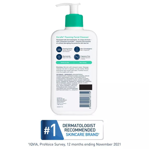 CeraVe Foaming Facial Cleanser for Normal to Oily Skin, 16 oz-3606000537705-LR-319106-11-LR eShop