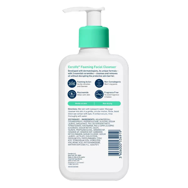 CeraVe Foaming Facial Cleanser for Normal to Oily Skin, 8 oz-3606000534919-LR-357206-2-LR eShop