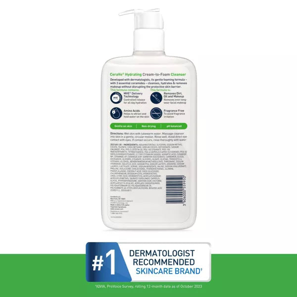 CeraVe Hydrating Cream-to-Foam Facial Cleanser, 12 oz-3606000559998-LR-346541-10-LR eShop