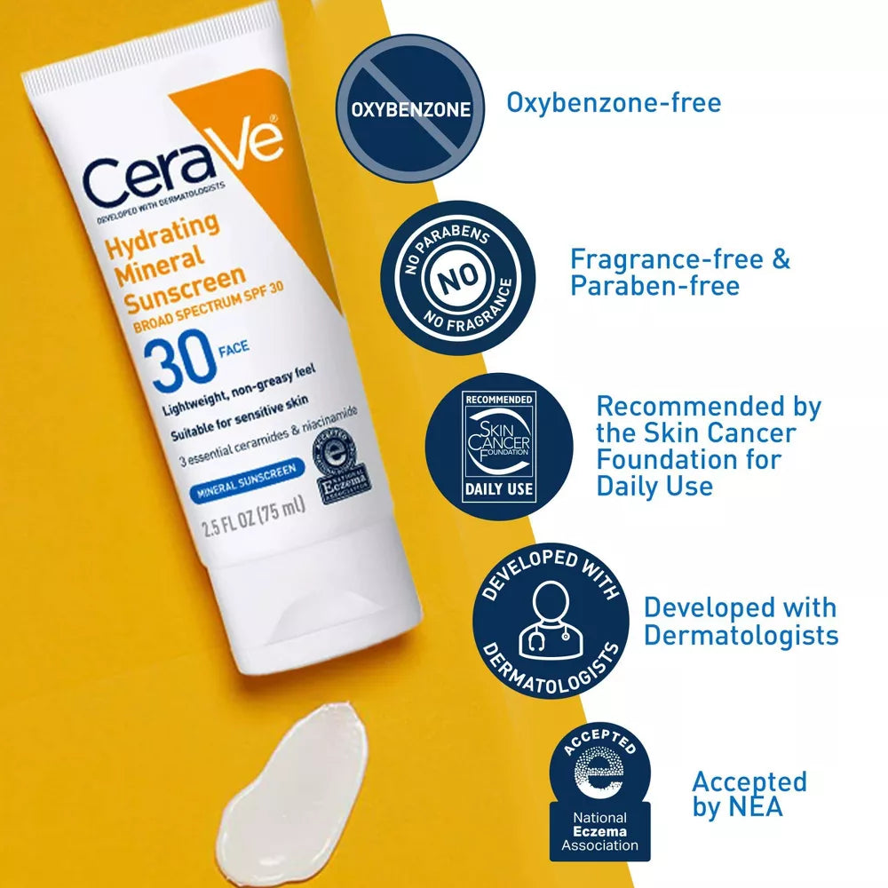 CeraVe Hydrating Mineral Face Sunscreen Lotion – SPF 30, 2.5 oz-3606000515031-LR-332941-3-LR eShop