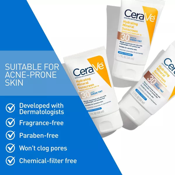 CeraVe Hydrating Mineral Tinted Face Sunscreen Lotion, Medium - SPF 30, 1.7 oz-3606000512313-LR-357459-6-LR eShop