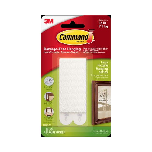 3M Command Large Picture Hanging Strips, 4 Sets