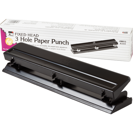 CLi Fixed Three-Hole Paper Punch - Black-026487900138-LR-300011-1-LR eShop
