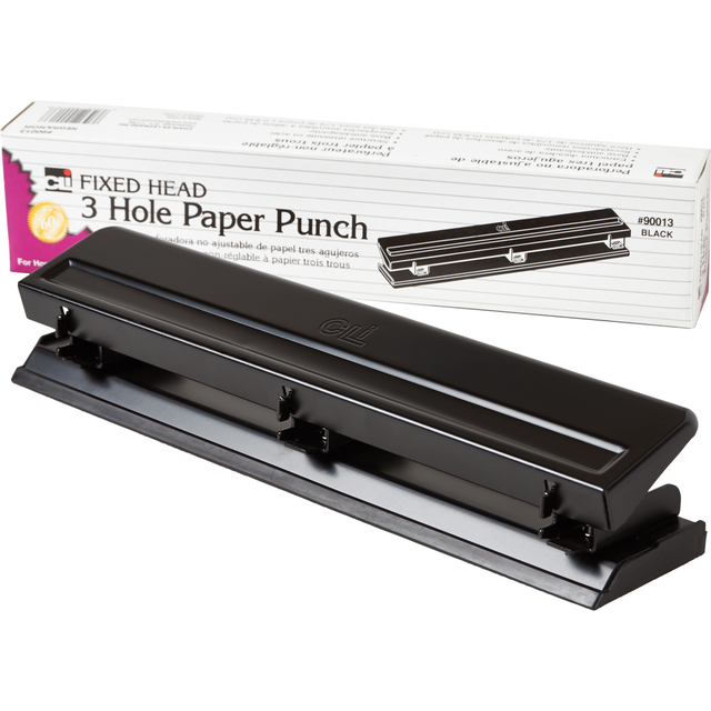 CLi Fixed Three-Hole Paper Punch - Black-026487900138-LR-300011-1-LR eShop