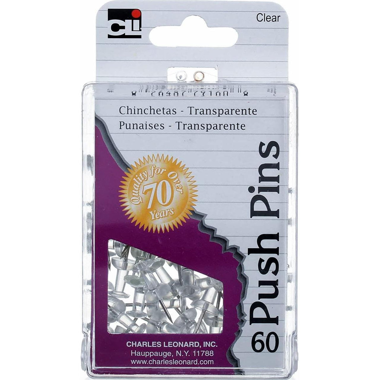 CLi Push Pins in Reusable Box - Clear, 60 count-026487791606-LR-254326-1-LR eShop
