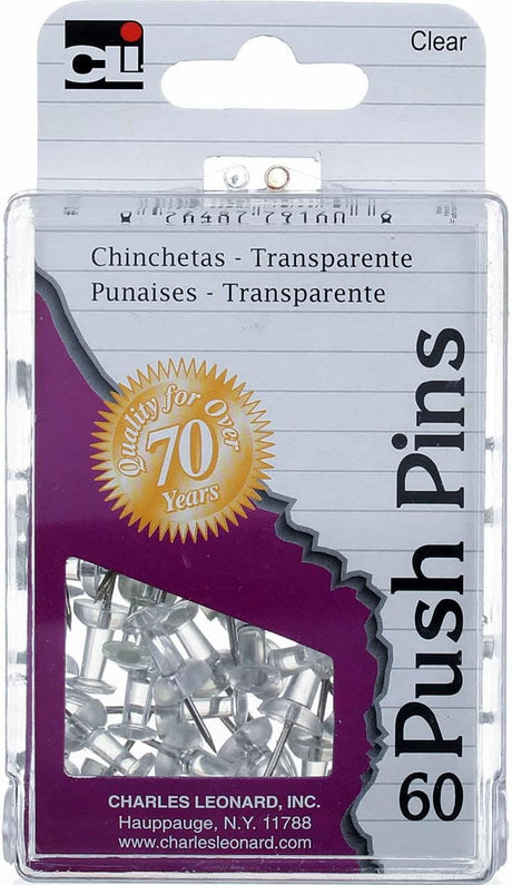 CLi Push Pins in Reusable Box - Clear, 60 count-026487791606-LR-254326-1-LR eShop