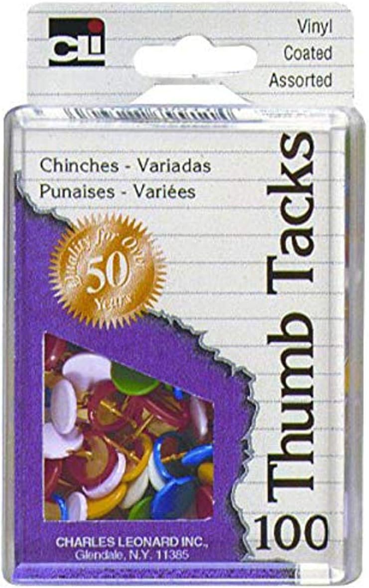 CLi Vinyl Coated Thumb Tacks in Reusable Box - Assorted, 100 count-026487799114-LR-101062-1-LR eShop