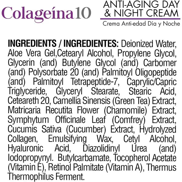 Colageina 10 Anti-Aging Day & Night Cream, Moisturizer for Normal Skin Type, 4 oz-897666001256-LR-355681-2-LR eShop