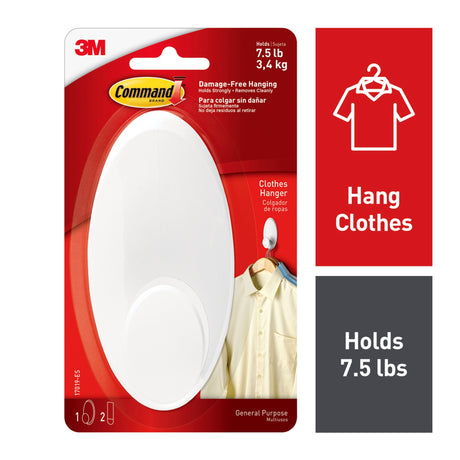 Command Clothes Hanger Hook - White, 1 Hook + 2 Strips-051141409481-LR-357265-2-LR eShop