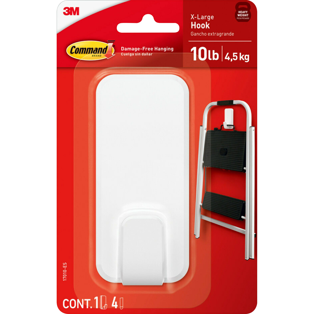 Command Extra Large Single Hook - White, 1 Hook + 4 Strips-068060463494-LR-350088-1-LR eShop