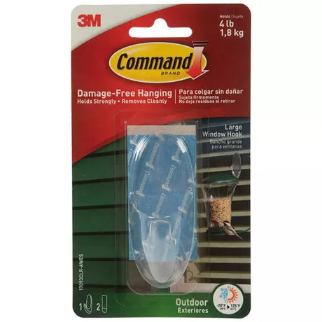 Command Large Outdoor Window Hook - Clear, 1 Hook + 2 Strips-051141372884-LR-273063-1-LR eShop