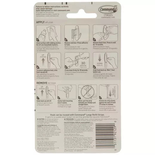 Command Large Outdoor Window Hook - Clear, 1 Hook + 2 Strips-051141372884-LR-273063-4-LR eShop