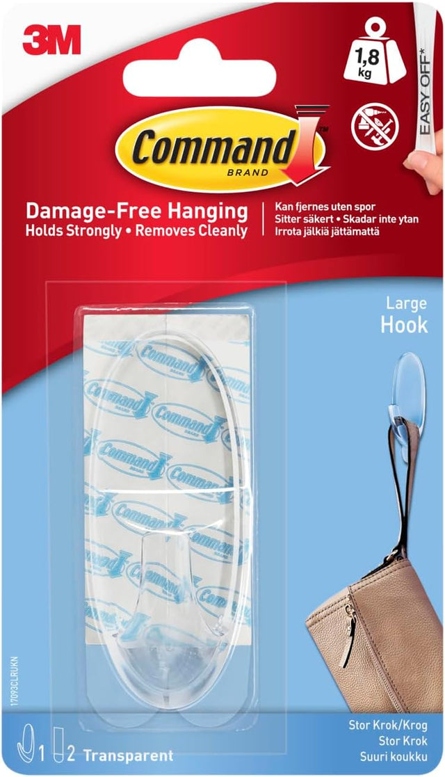 Command Large Single Hook - Clear, 1 Hook + 2 Strips-051141365190-LR-273037-1-LR eShop