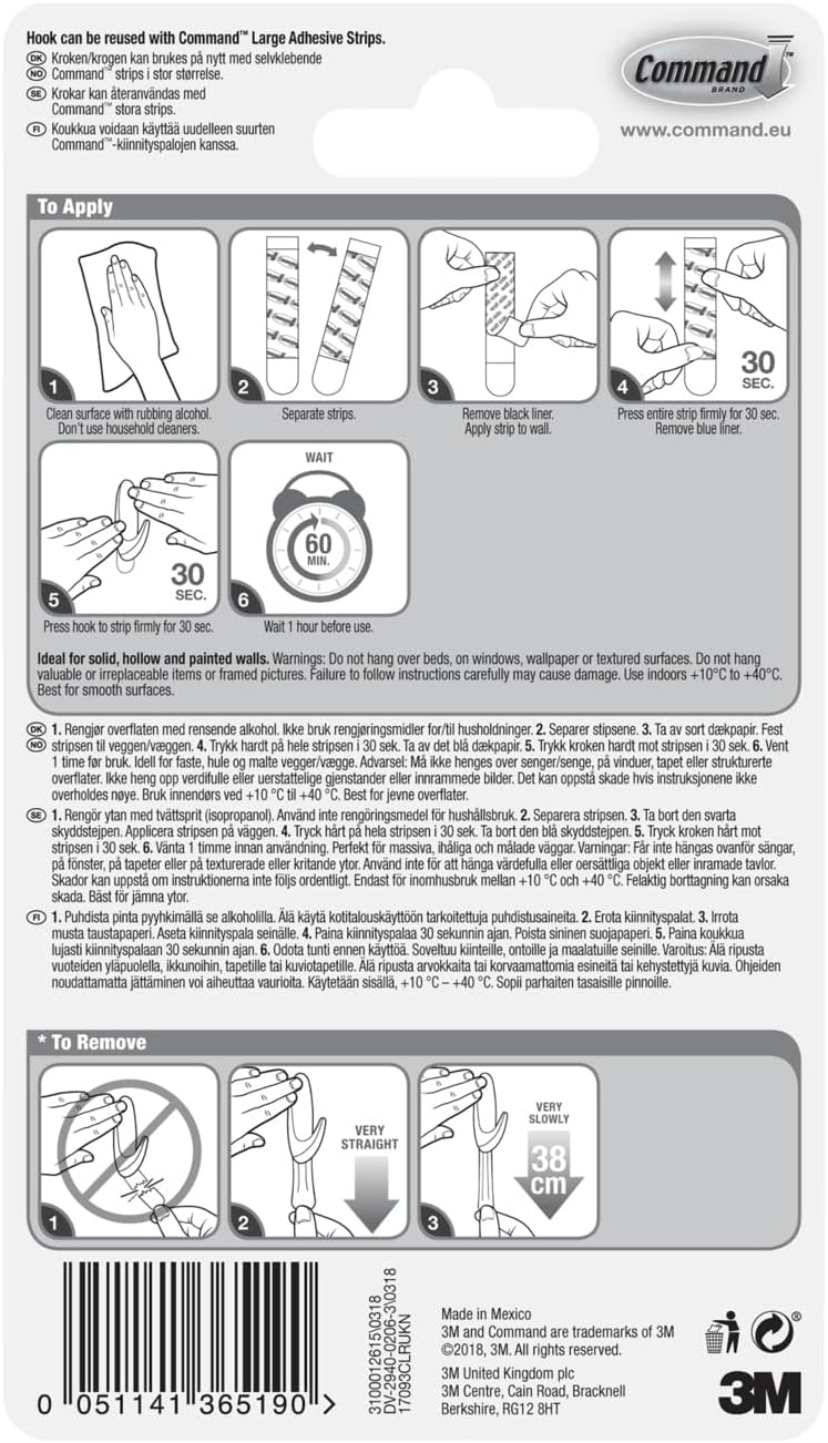 Command Large Single Hook - Clear, 1 Hook + 2 Strips-051141365190-LR-273037-10-LR eShop