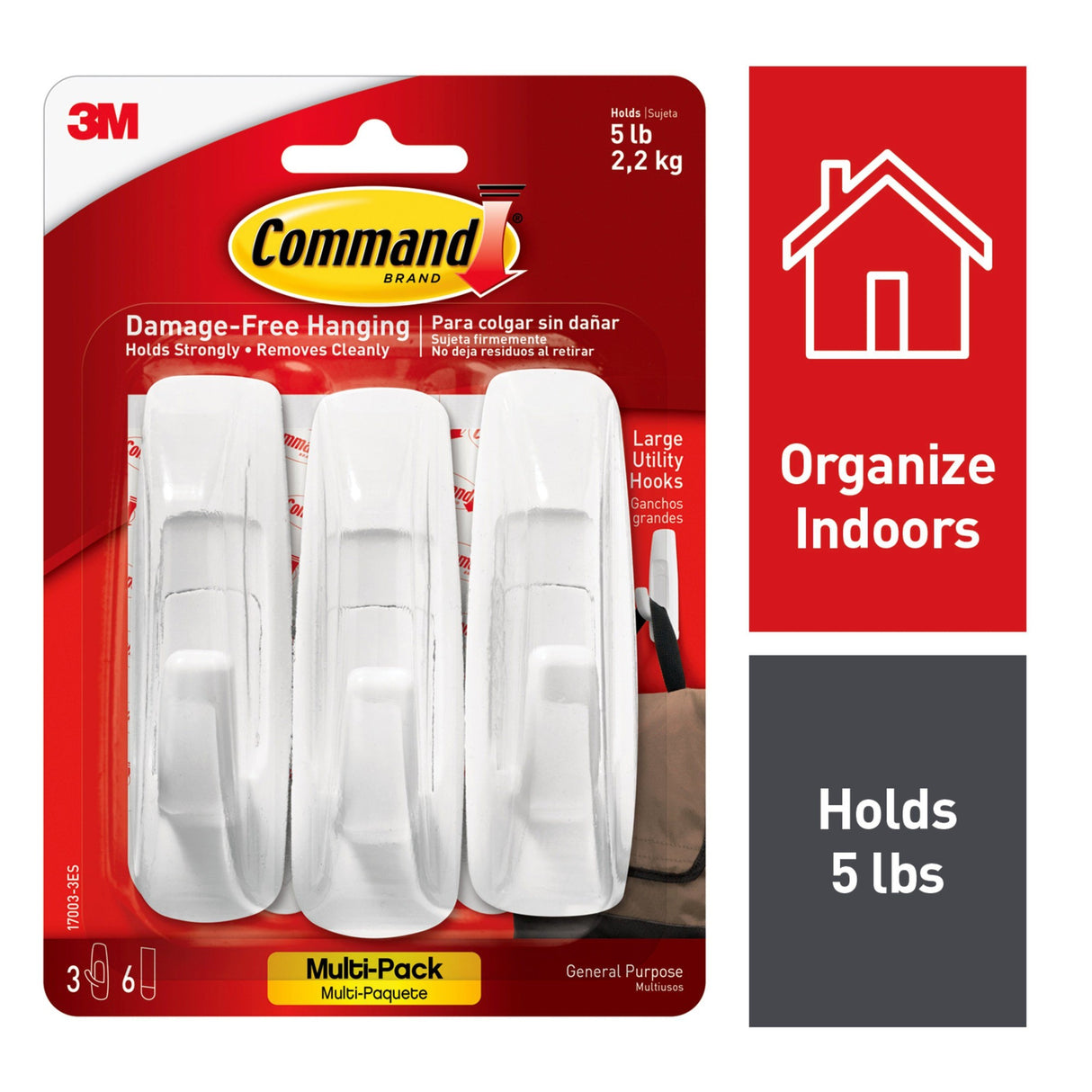 Command Large Utility Wall Hook - White, 3 Hooks + 6 Strips-051131949416-LR-212656-2-LR eShop