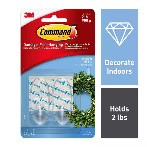 Command Medium Decorative Wall Hooks - Clear, 2 Hooks + 4 Strips-051141347042-LR-273040-3-LR eShop