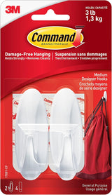 Command Medium Designer Wall Hooks - White, 2 Hooks + 4 Strips-051131769083-LR-179626-1-LR eShop