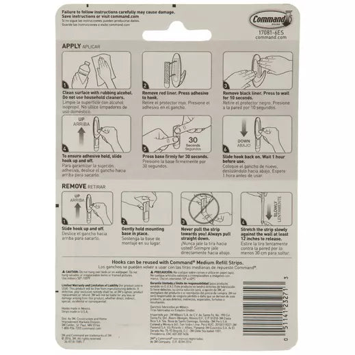 Command Medium Designer Wall Hooks - White, 6 Hooks + 12 Strips-051141232713-LR-212646-4-LR eShop