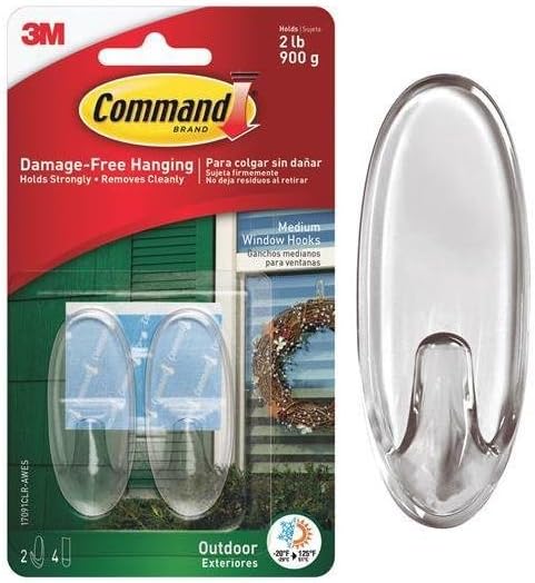 Command Medium Outdoor Window Hooks - Clear, 2 Hooks + 4 Strips-051141372891-LR-273066-2-LR eShop