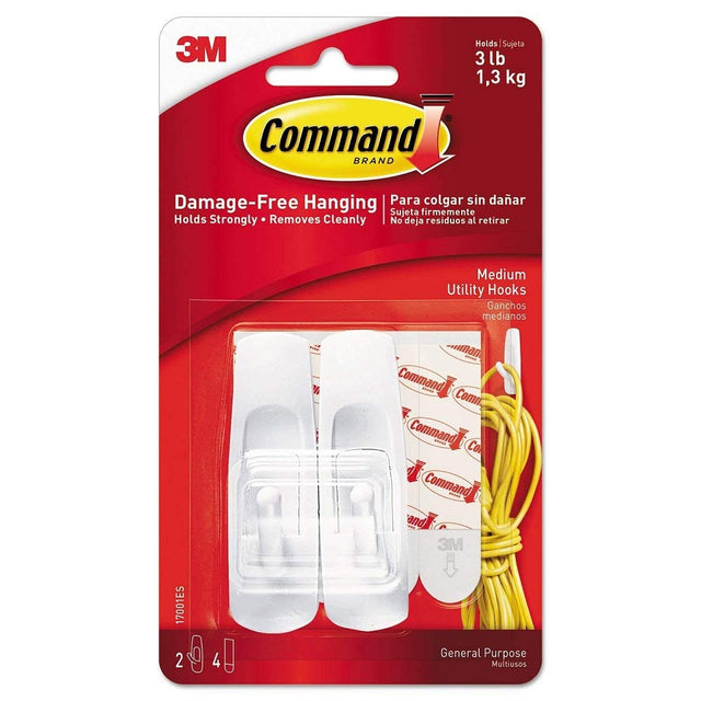 Command Medium Utility Wall Hook - White, 2 Hooks + 4 Strips-051131651418-LR-116191-1-LR eShop