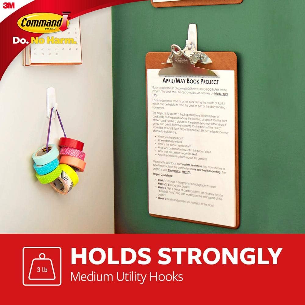 Command Medium Utility Wall Hook - White, 2 Hooks + 4 Strips-051131651418-LR-116191-3-LR eShop