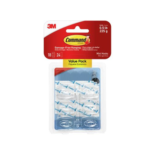Command Mini Wall Hooks - Clear, 18 Hooks + 24 Strips-051141346953-LR-300642-1-LR eShop