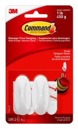 Command Small Designer Wall Hooks - White, 2 Hooks + 4 Strips-051131769090-LR-179627-1-LR eShop