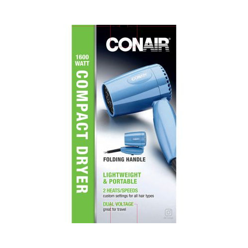 CONAIR 1600 Watt Compact Blow Dryer with Folding Handle - Blue-074108182852-LR-188299-1-LR eShop