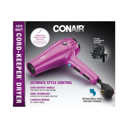 CONAIR 1875 Watt Cord Keeper Hair Dryer - Pink-074108062758-LR-177721-1-LR eShop