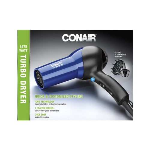 CONAIR 1875 Watt Turbo Hair Dryer - Blue & Black-074108190079-LR-155160-1-LR eShop