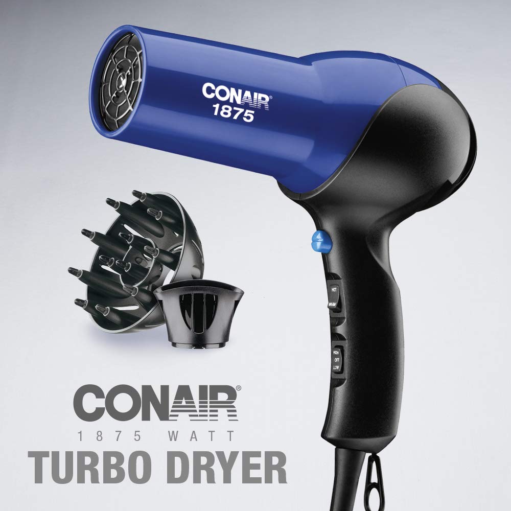 CONAIR 1875 Watt Turbo Hair Dryer - Blue & Black-074108190079-LR-155160-8-LR eShop