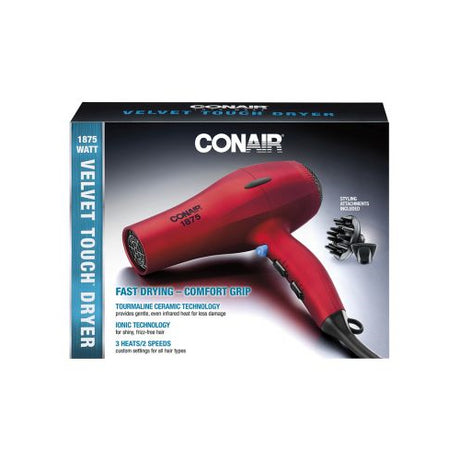 CONAIR 1875 Watt Velvet Touch Hair Dryer - Red-074108323668-LR-292024-1-LR eShop