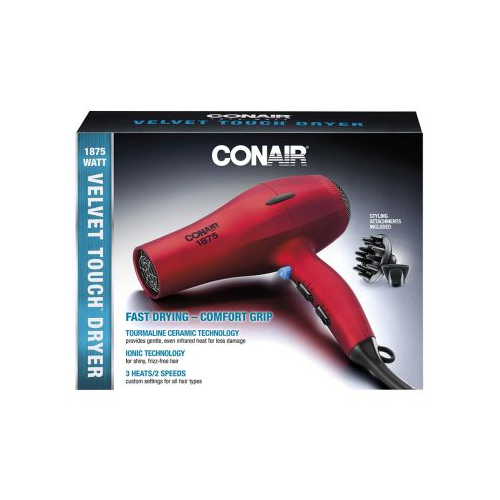 CONAIR 1875 Watt Velvet Touch Hair Dryer - Red-074108323668-LR-292024-1-LR eShop