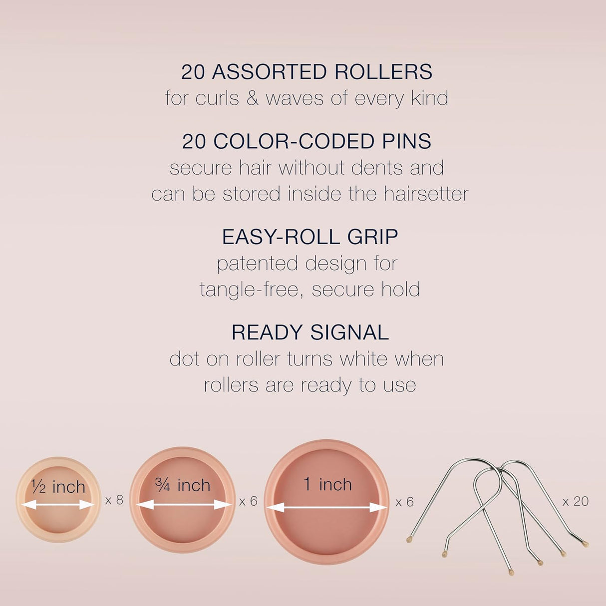 CONAIR Compact Double Ceramic Hot Rollers - 1/2", 3/4", 1", 20 count-074108145734-LR-202870-4-LR eShop