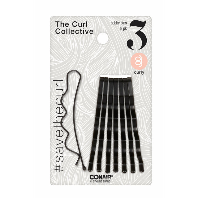 CONAIR Curl Collective Curly Hair Bobby Pins - Black, 8 count-074108560254-LR-345423-1-LR eShop