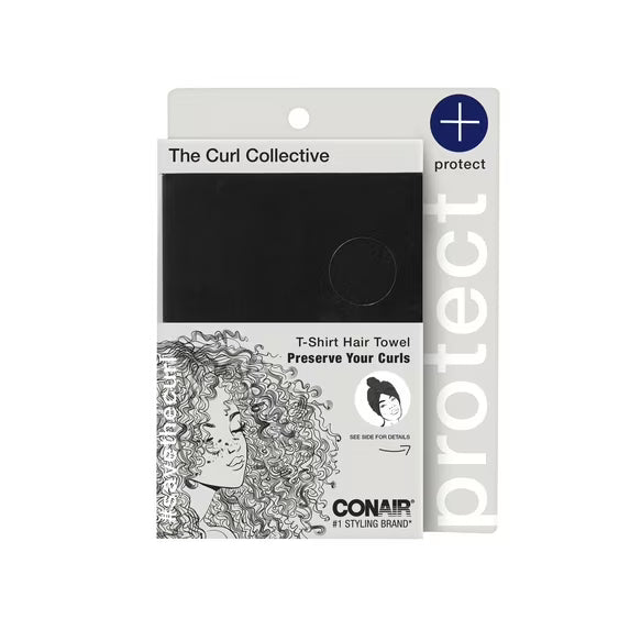 CONAIR Curl Collective Protect Rectangle T-Shirt Hair Towel - Black-074108560162-LR-344375-1-LR eShop