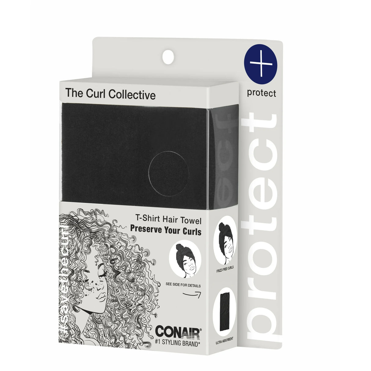 CONAIR Curl Collective Protect Rectangle T-Shirt Hair Towel - Black-074108560162-LR-344375-2-LR eShop