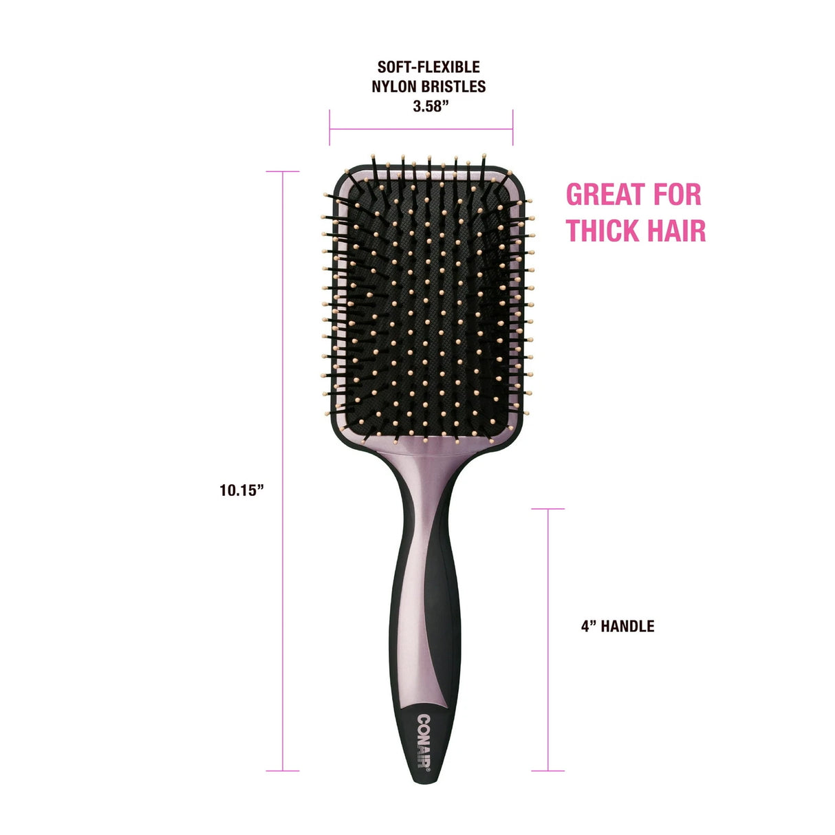 CONAIR Diamond Ceramic Detangle & Style Rectangular Paddle Hair Brush-074108873330-LR-319492-6-LR eShop