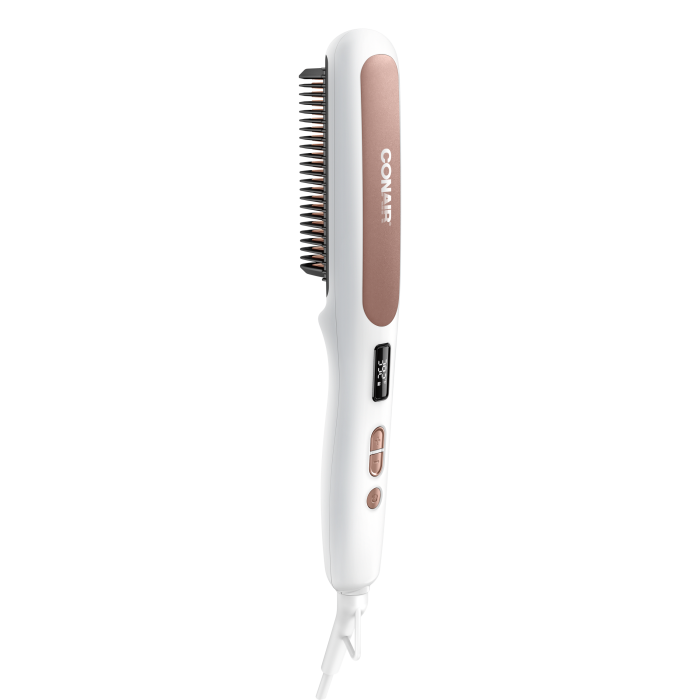 CONAIR Double Ceramic Heated Straightening Brush - White – L&R eShop