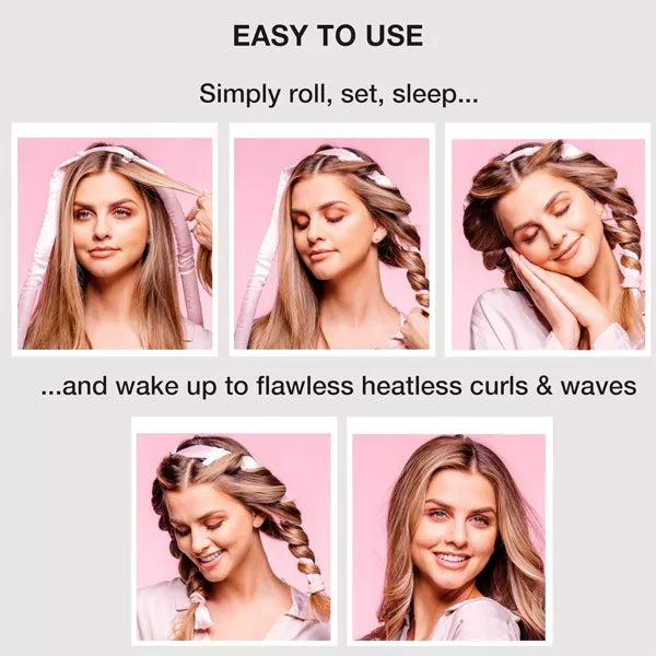 CONAIR Heatless Satin Loose Waves Roller & Accessories Set - Pink, 5 count-074108637505-LR-350285-4-LR eShop
