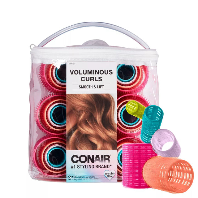 CONAIR Heatless Voluminous Curl Self Grip Rollers - Assorted Sizes & Colors, 31 count-074108611109-LR-192337-1-LR eShop