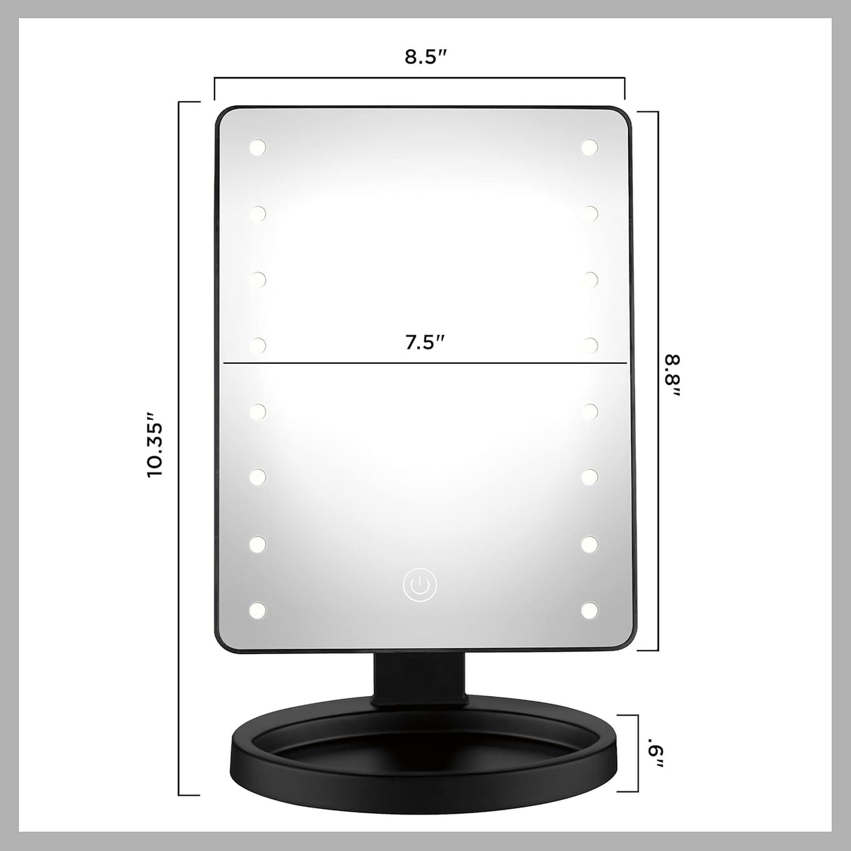 CONAIR LED Lighted Vanity Mirror with Storage Base - Black-074108741080-LR-361102-7-LR eShop