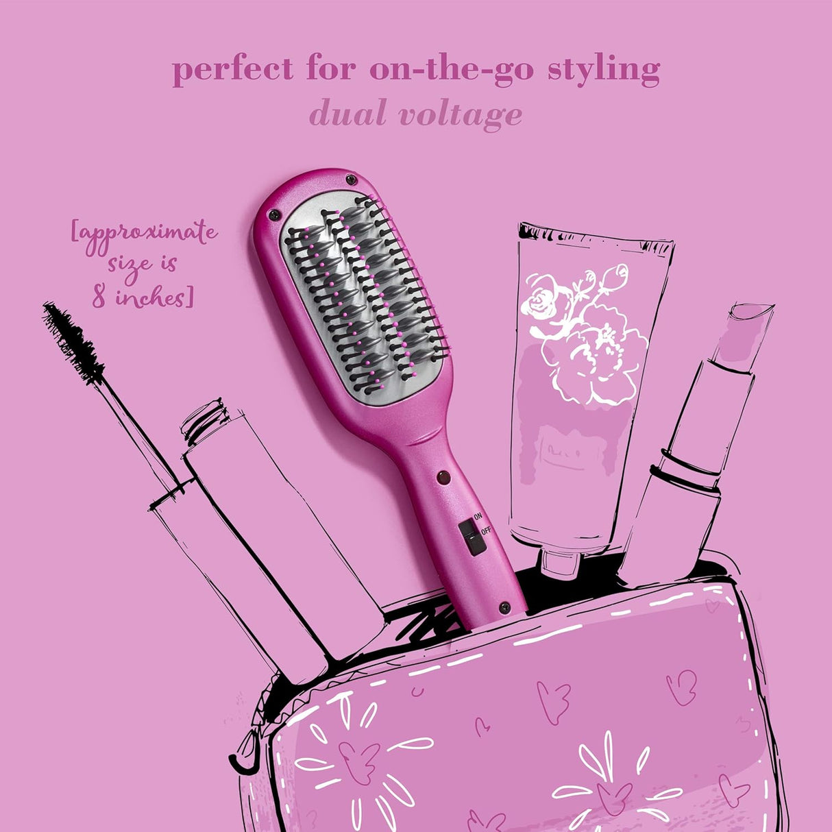 CONAIR MiniPRO Ceramic Hair Straightening Brush - Pink-074108358448-LR-326760-5-LR eShop