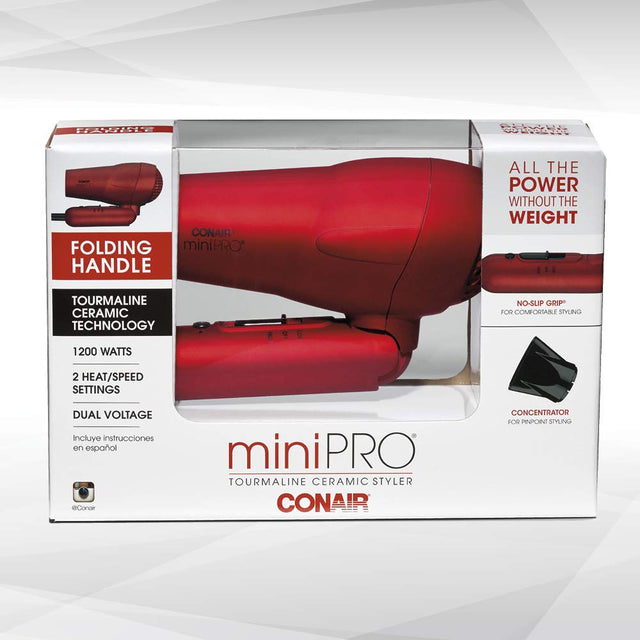 CONAIR miniPRO Tourmaline Ceramic Travel Hair Dryer with Folding Handle - Red-074108295903-LR-326761-1-LR eShop